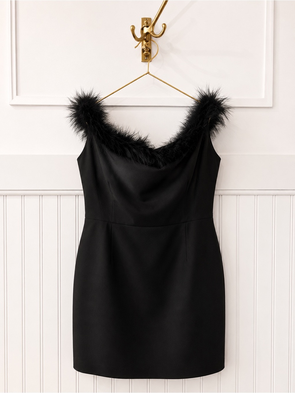 Gianni Bini Black Faux-Fur Trim Dress